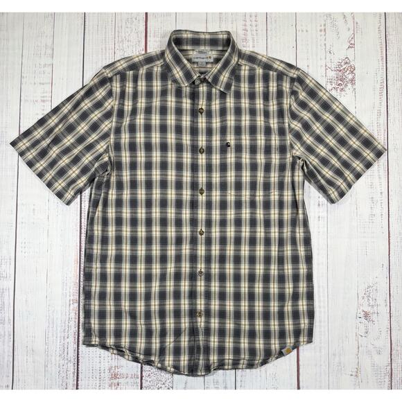 Carhartt Other - Carhartt Relaxed Fit Button Down Shirt Men Sz M Yellow plaid Short Sleeve Pocket